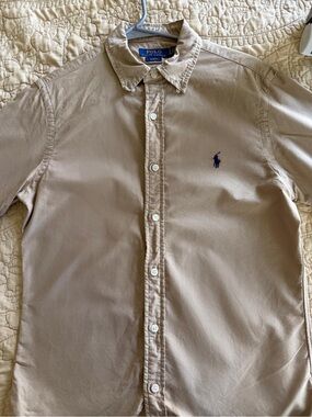Polo by Ralph Lauren Beige Button-Down Oxford Shirt with Navy Pony